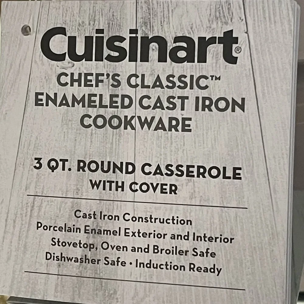 New Cuisinart Pink/ Color Cast Iron Dutch Oven 3QT